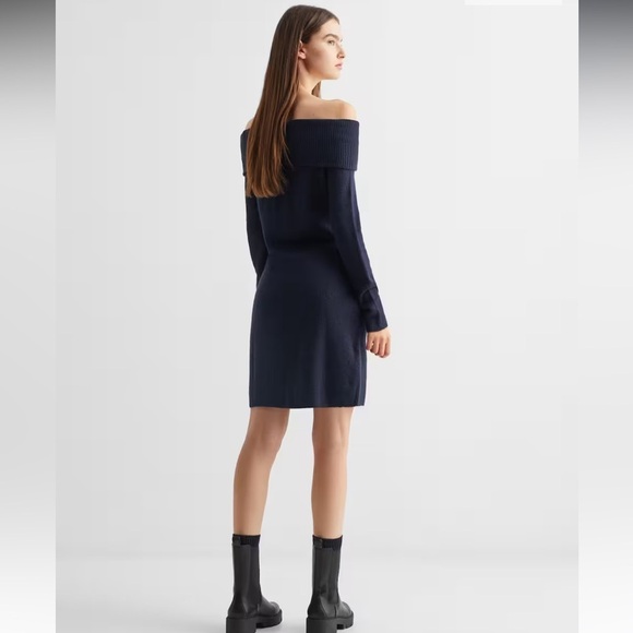MANGO TEEN GIRL Off-shoulders dress- Navy- Small - Picture 5 of 7